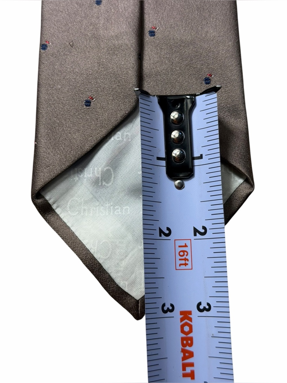Christian Dior Vintage Silk Tie Brown Gray Mini Logo Pattern Made in Italy - Picture 6 of 10